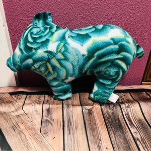 ❄️ 5/$20 Teal Rose Design Pig Silhouette Pillow